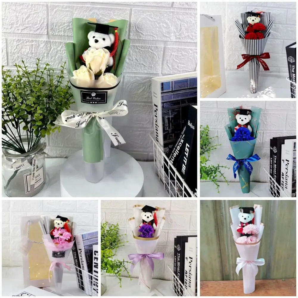 Фото Sunflower Bear Bouquet Bouquet Decoration Rose Cartoon Lovely Bear Birthday Party Graduation Gift Sunflower Soap Flower №1