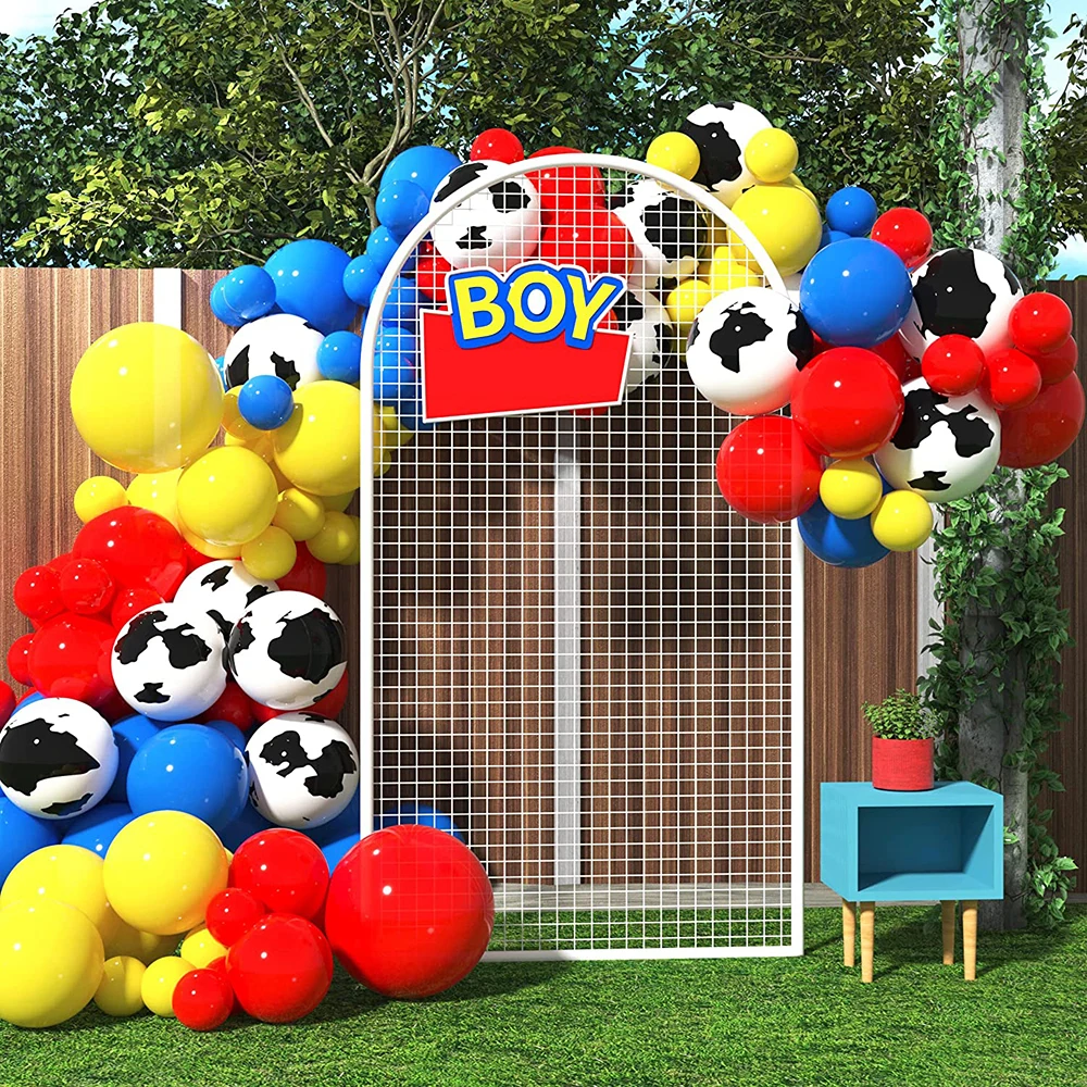 

Цирковой карнавальный игрушечные воздушные шары для вечерние, строительная гирлянда с рисунком коровы, красный желтый шар, украшение для д...