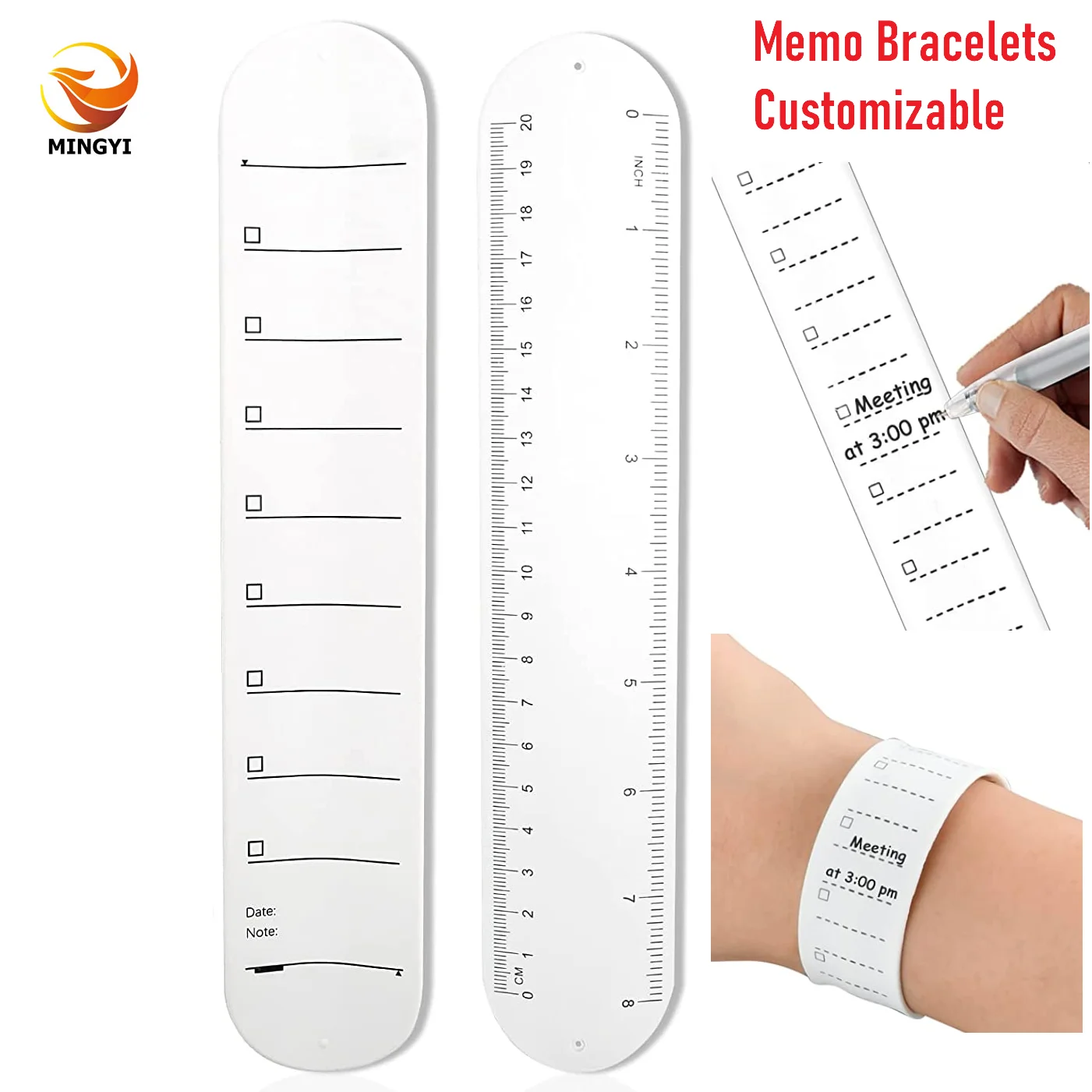 50PCS Silicone Memo WristBand Slap Bracelets Waterproof Reusable Writable Erasable Thickened Safe Silicone Strap Universal