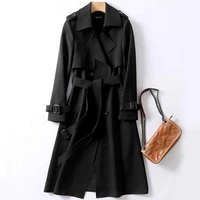 2022 new spring autumn lady elegant solid color windbreaker womens fashion casual trench coat female loose oversized outerwear
