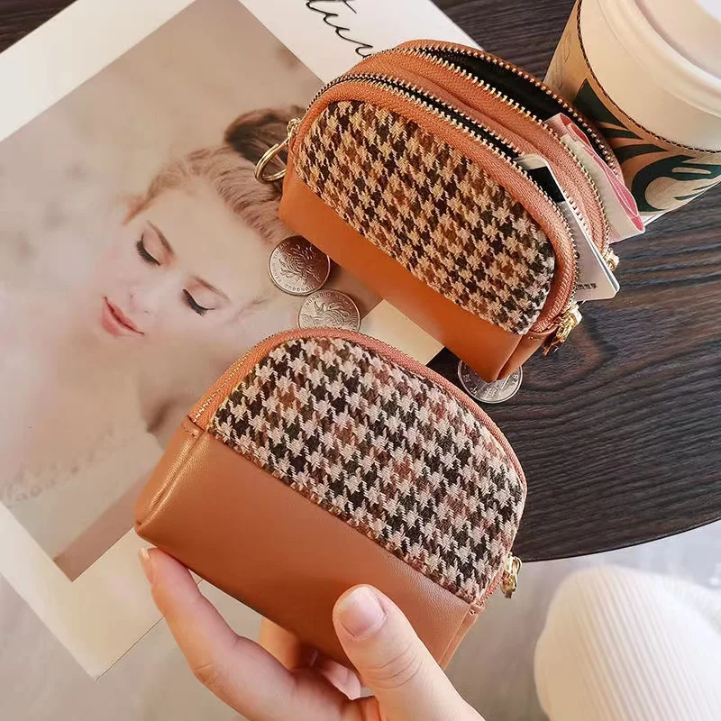 

Женский кошелек, кошелек для монет, маленький кошелек на двойной молнии, портативный кошелек, дорожный держатель для карт, модная винтажная сумка для монет для женщин