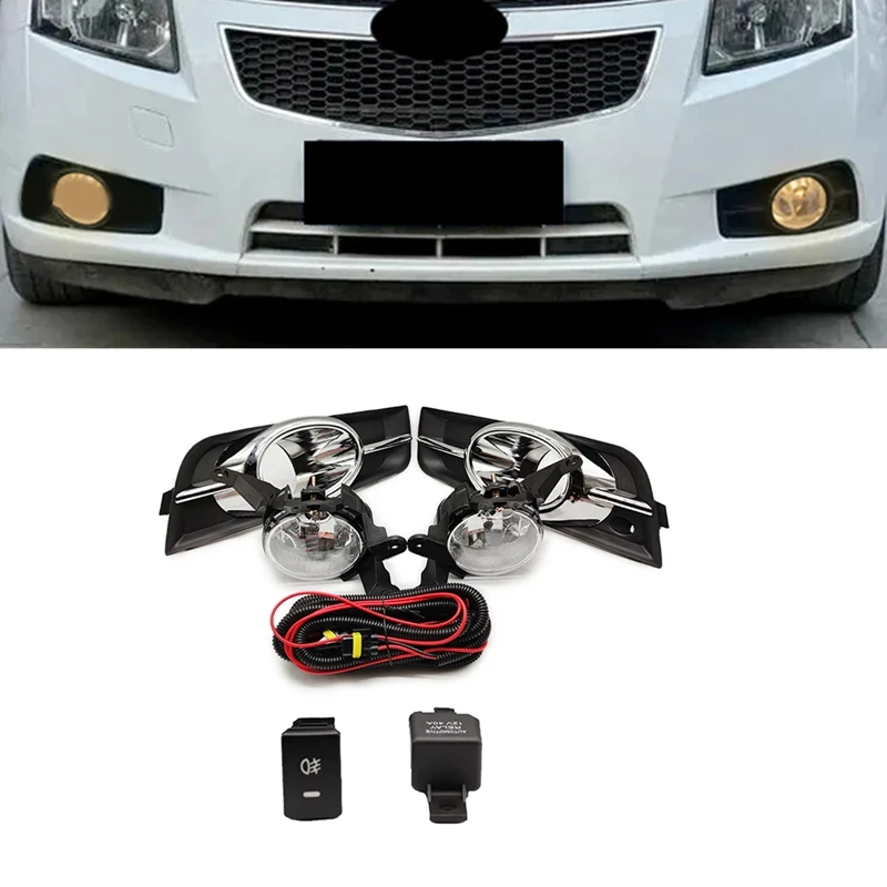 Для Chevrolet Cruze 2009-2014 передний бампер противотуманная фара с хромированной крышкой