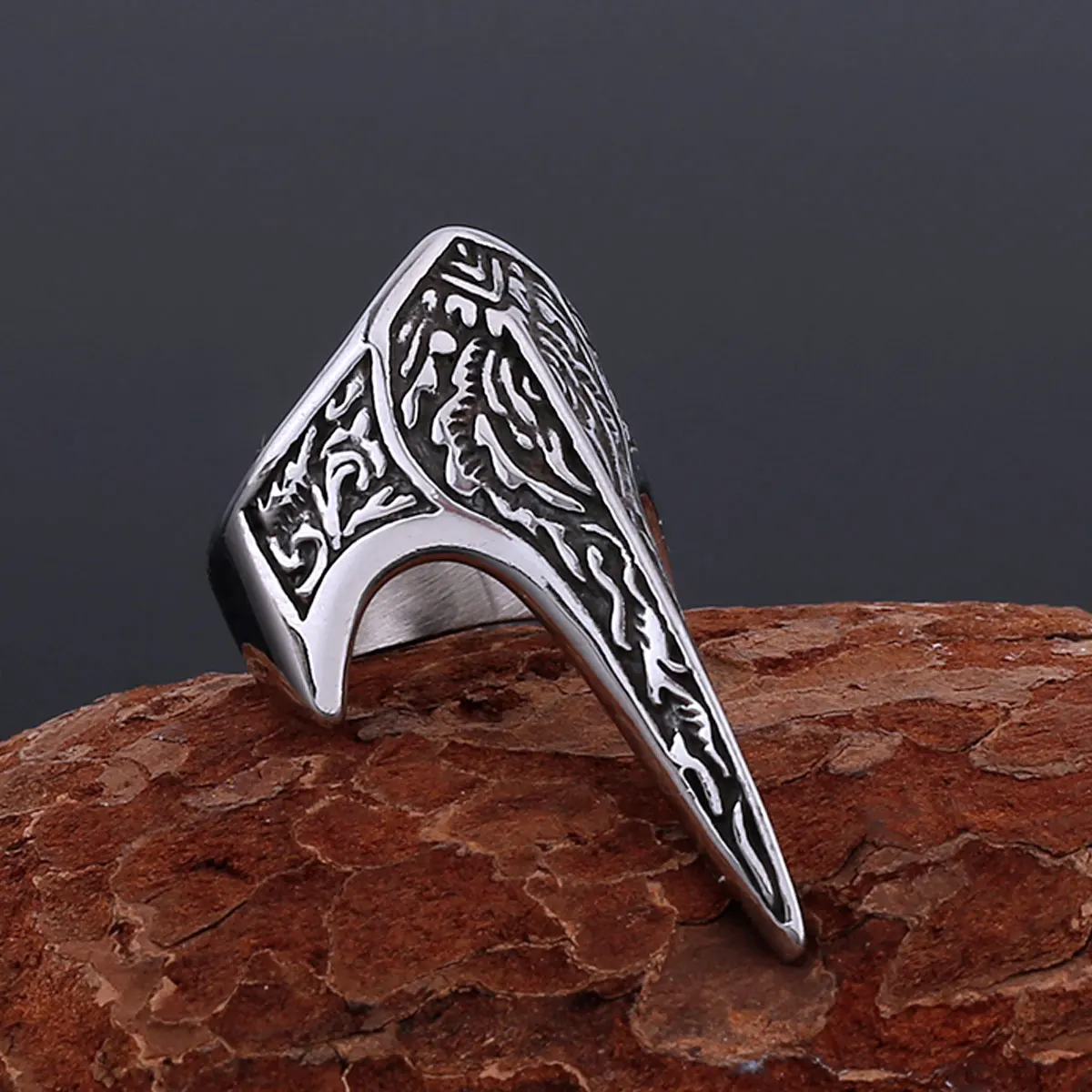 

316L Stainless Steel Retro Viking Ring Nordic Fashion Men's Odin Valknut Amulet Ring Teen Locomotive Jewelry Party Accessories