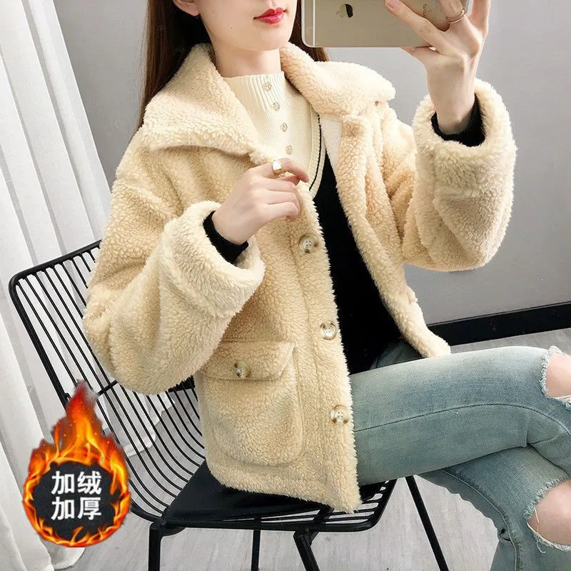 Plus Velvet Thickening&quot Women's Imitation Lambswool Coat 2025 Female Autumn Winter New Majia Fashion Jacket Tank Top Overcoat