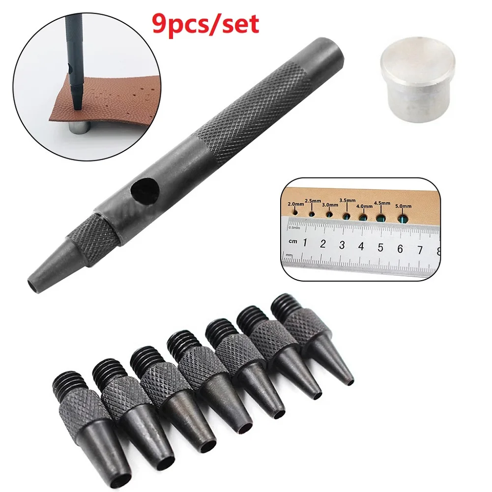 

Brand New Hollow Puncher Hole Punch 2-2.5-3-3.5-4-4.5-5mm 9pcs/set Belt Punch Belts Eyelets