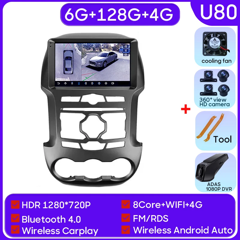 

Автомобильный Android для Ford Ranger 3 2011-2015, автомобильное радио, GPS-навигация, мультимедийный стереопроигрыватель, IPS Carplay BT, 5G, Wi-Fi, без DVD, 2din