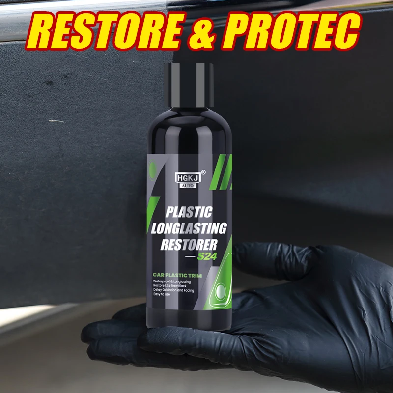 S24 Plastic Parts Retreading Agent Wax Instrument Panel Hydrophobic Liquid Plastic Restorer Polish Long-Lasting Protects Hgkj