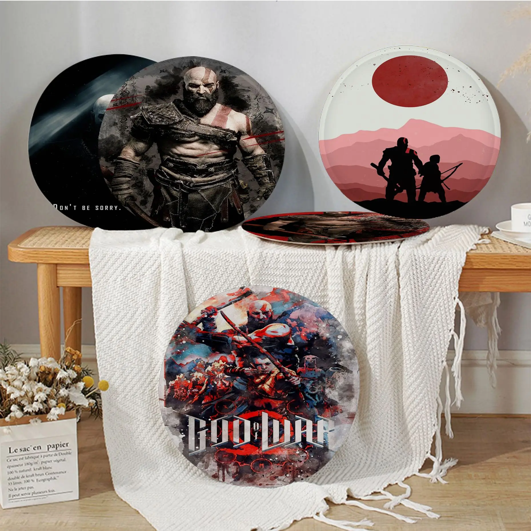 

God Of War Game Art Plush Cushion Home Back Cushion Soft Comfortable 50x50cm Chair Cushions