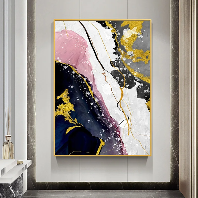Abstract Wall Art On Canvas Oil Painted Handmade Beach Landscape Gold Painting Artwork for Living Bedroom Office Home Decor