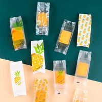 100pcs pineapple printing clear bags for small snack cookie sweets transparent plastic blister package machine sealing bags