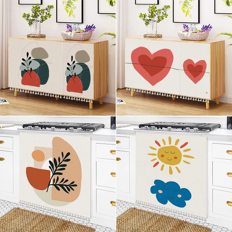 

Шторы с кисточками для дома, моющиеся занавески для шкафа, гардероба, кухни, полузанавески, пылезащитные геометрические, короткий чехол для ...