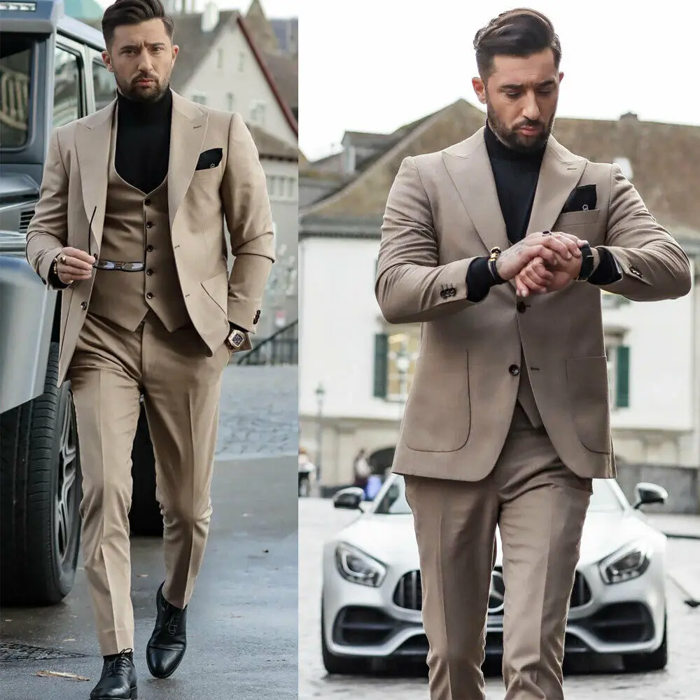 

Men's Slim Fit Single Breasted Trousers Prom Party Wedding Tuxedo New Suit 3 Piece