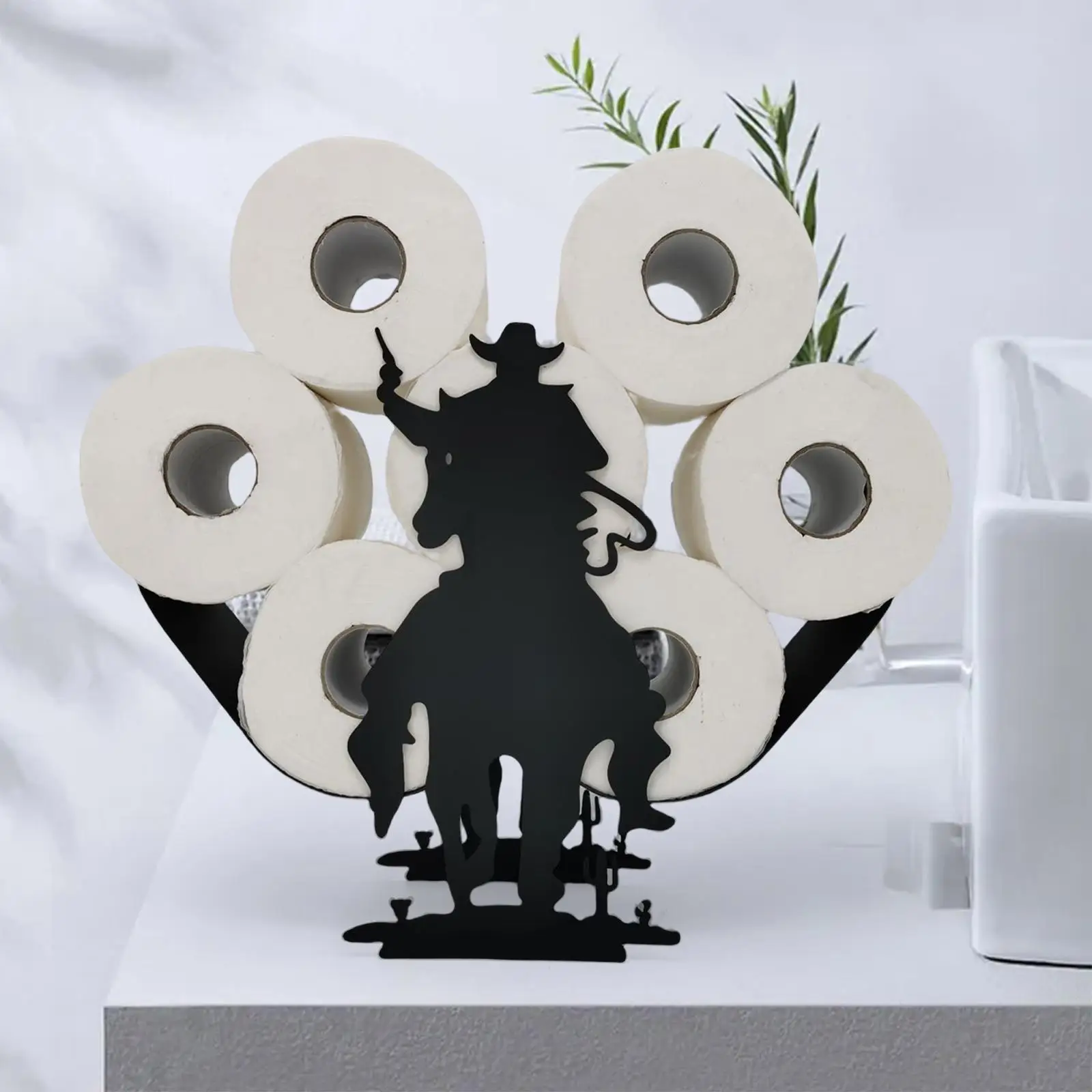 

Western Cowbody Toilet Paper Holder Bathroom Decor Black Free Standing Tissue Organizer