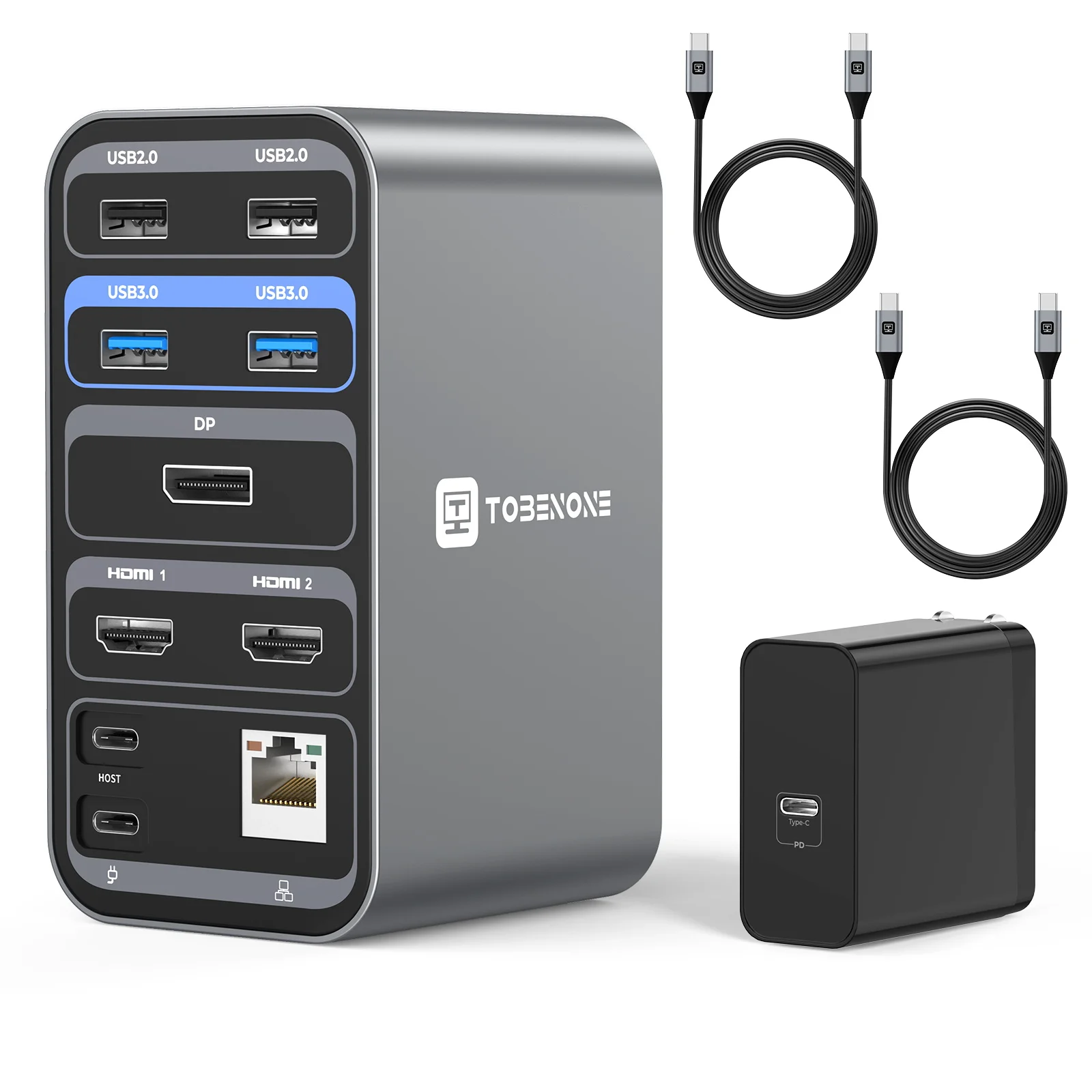 

Tobenone Type C HUB USB C to DP 4K HDMI-compatible RJ45 USB3.1 Docking Station Triple Display For Windows PC
