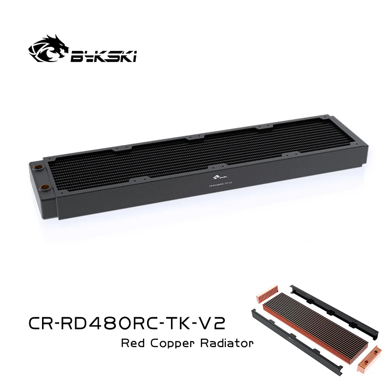 Bykski Water Cooling Radiator 120/240/360/480 40mm,Red Copper/2 Layer 12 FPI 120mm Fan Computer Water Cooling Liquild Cooler Row
