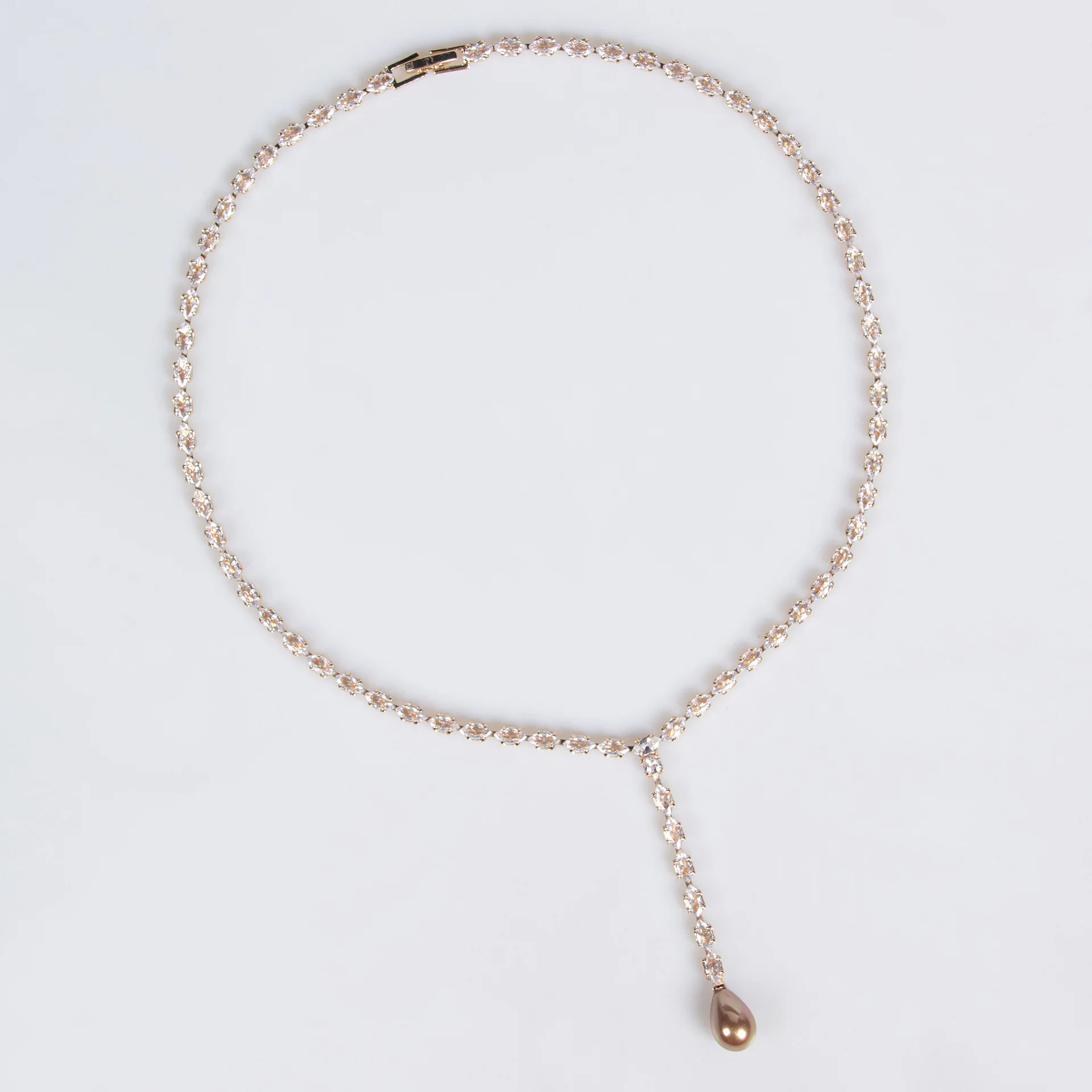 Ожерелье с кубическим цирконием комплект серег для свадьбы жемчуг CZ капля воды