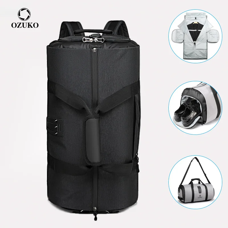 

OZUKO Multifunction Men Travel Bags Waterproof Duffle Bag Large Capacity Suit Storage Hand bag Trip Luggage Bags with Shoe Pouch