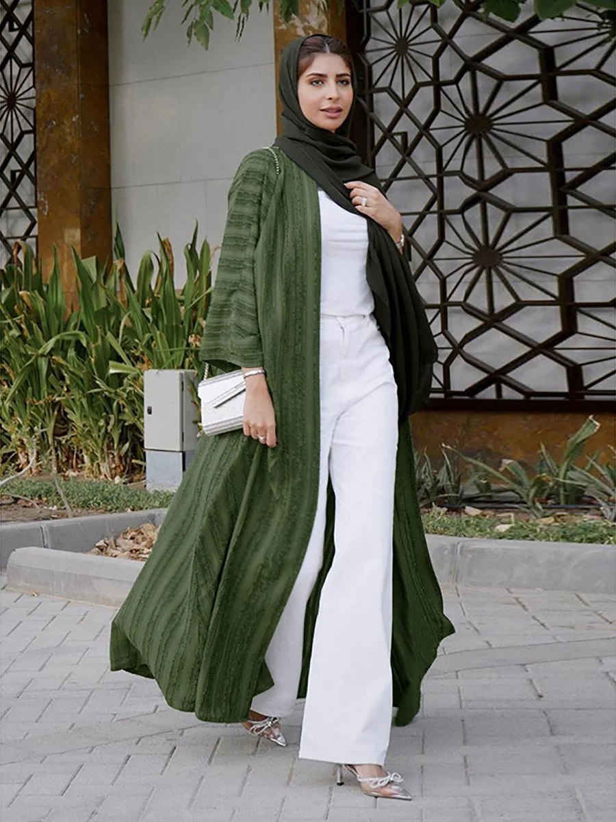 Рамадан ИД Мубарак трикотажное открытое кимоно женское платье в мусульманском