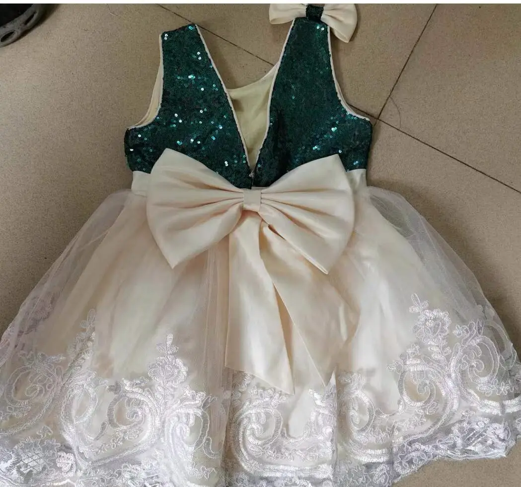 Toddler Girl Big Bow Birthday Princess Dress Baby Girl Formal Pageant Gala Prom Costume Flower Girl Sequin Wedding Party Vestido images - 6