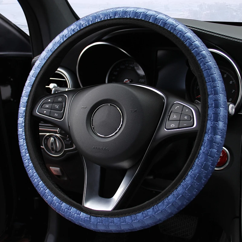 

Woven Leather Elastic Without Inner Ring Car Steering Wheel Cover Comfortable Shock Absorptian Installing Easily Car-styling