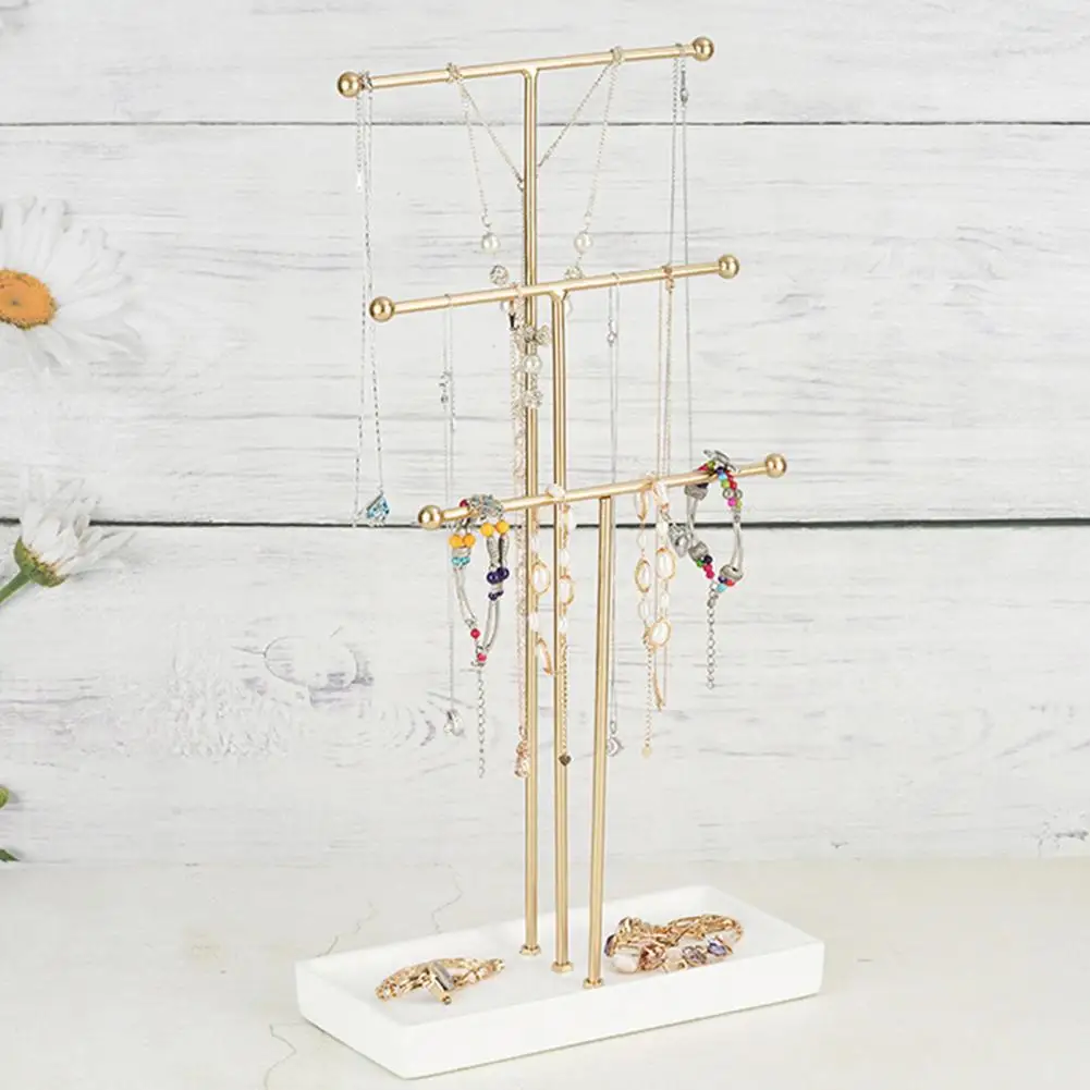 

Jewelry Display Organizer Easy to Assemble Jewelry Rack T-shaped Jewelry Display Stand