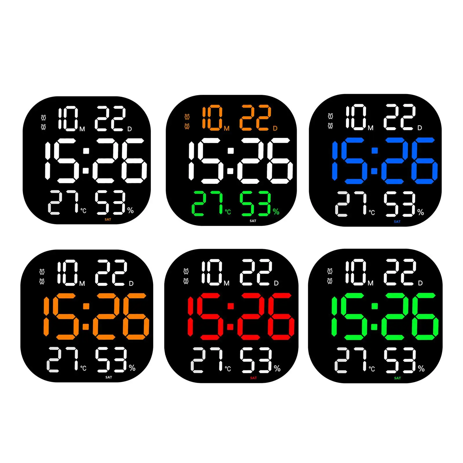 

Modern Digital Wall Clock with Temperature Humidity Silent USB Powered