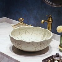 bathroom household washbasin wash basin ceramic art basin basin retro round small apartment above counter basin