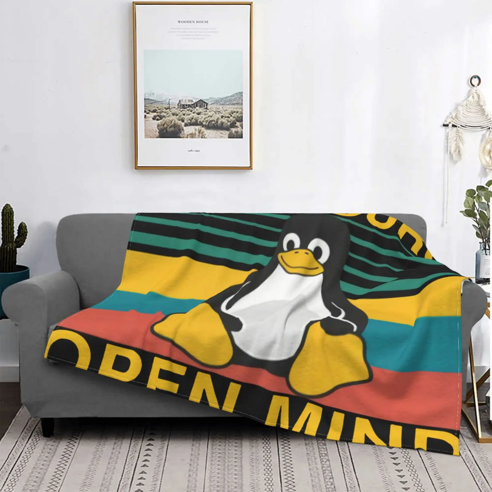 

Linux Shirts Open Mind Penguin Blanket On The Bed Kpop Sofa Blankets Anime Plush Picnic Plaid Blanket Bed Cover Fleece Blanket