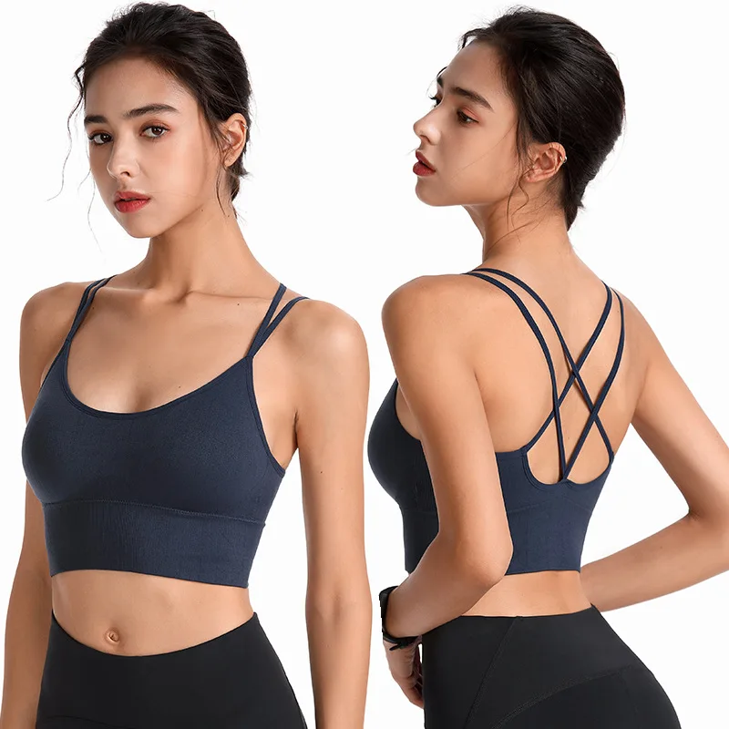 Thin Strap Cross Beautiful Back Yoga Sports Bra Quick-drying Shock-proof Running Fitness Sports Underwear Large Size Bra