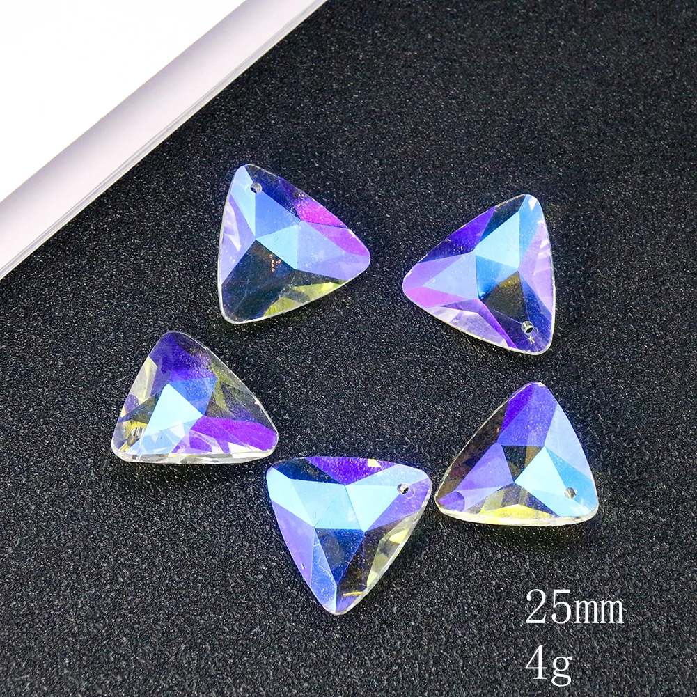 

2PC Fire Polished AB Color Laser Triangle Crystal Hanging Prisms Jewelry Pendant Sparkling Rainbow Sun Catcher Chandelier Decor