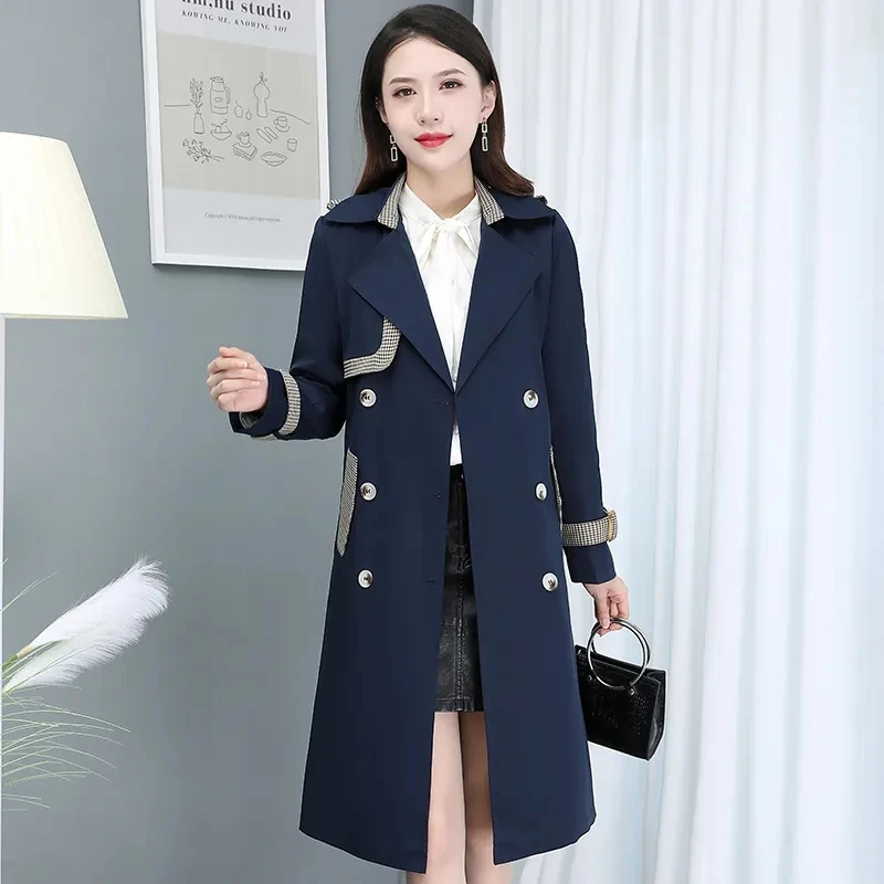 

Windbreaker Jacket Womens 2022 Spring Autumn Fashion Slim Temperament Trench Coat Long Waist Plus Size Casual Overcoat Female