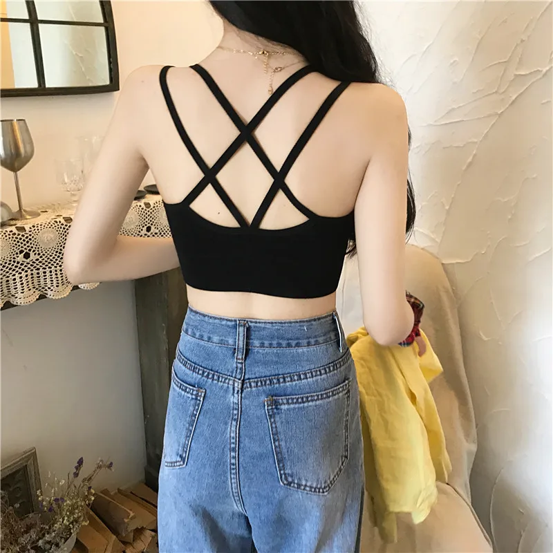 

Women Tanks Seamless Bras Crop Top Underwear Fitness Sport Top Female Sexy Lingerie Cropped Streetwear Tanks Padded Camisole
