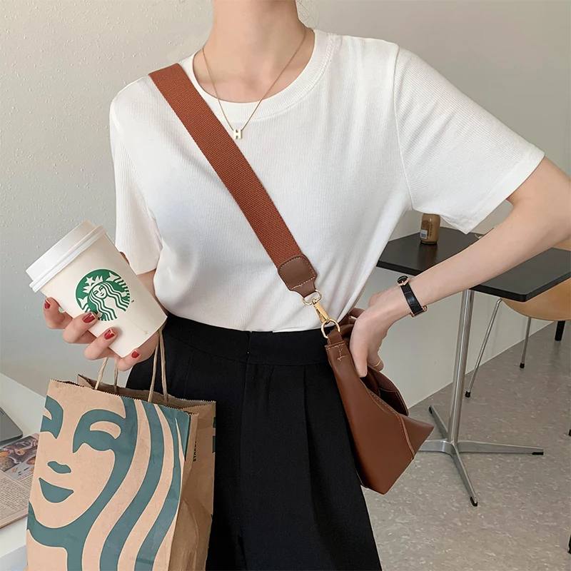 

Make firm offers ~ spring new contracted Japanese vertical stripes joker pure color round collar short sleeve inside take han ed