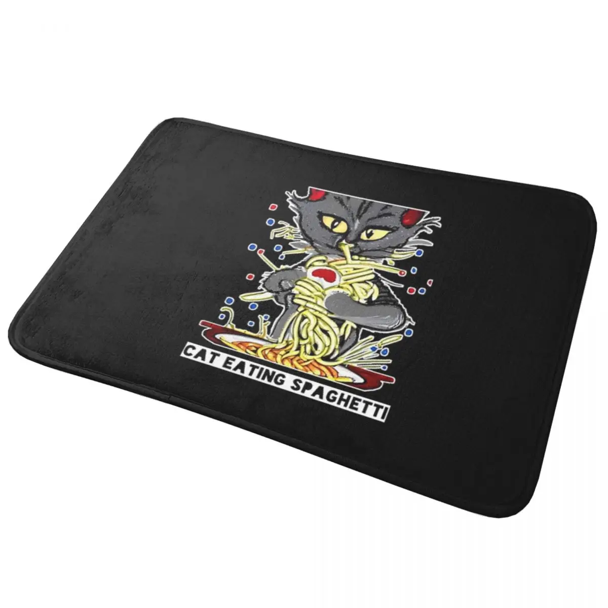 

Кошка ест спагетти Придверный коврик нескользящий супер впитывающий пол для ванной коврики для дома Входные Коврики кухонный ковер уличный коврик для ног