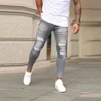 2022 new skinny jeans men ripped strech pants gray jogger pants retro style straight leg punk pants mens classic jeans