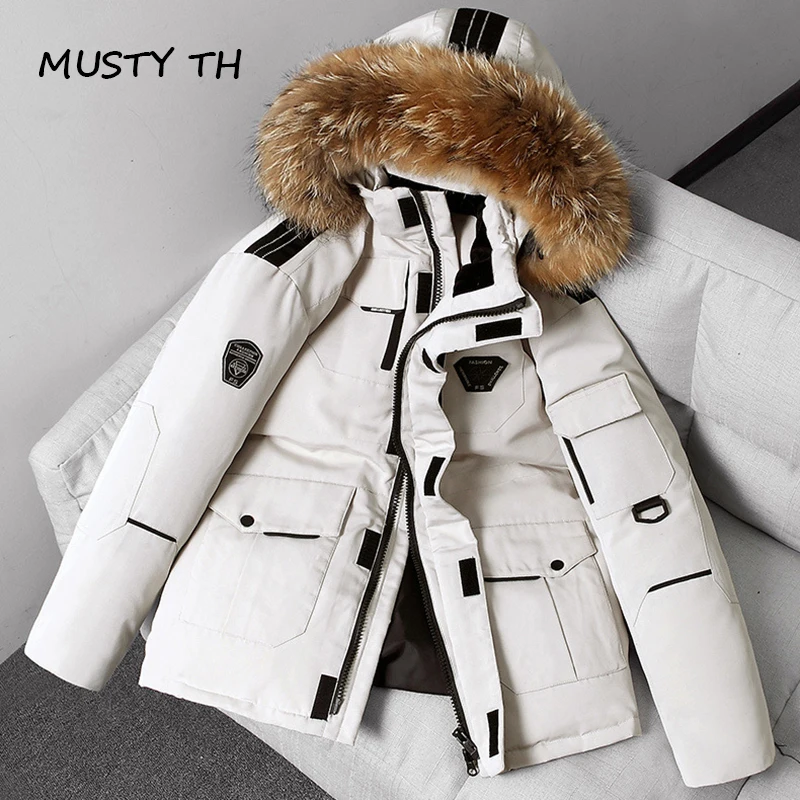 Fur Collar Women Men's Down Jacket Winter Hooded Zipper Straight cylinder Warm Thick Casual Coat Female High Street Down Jacket