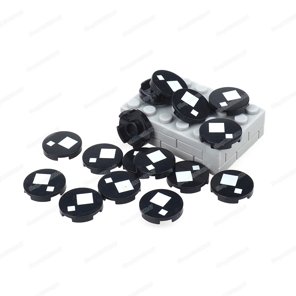 Строительный блок с белым квадратным узором 14769 круг 2X2 плитка печатные блоки MOC