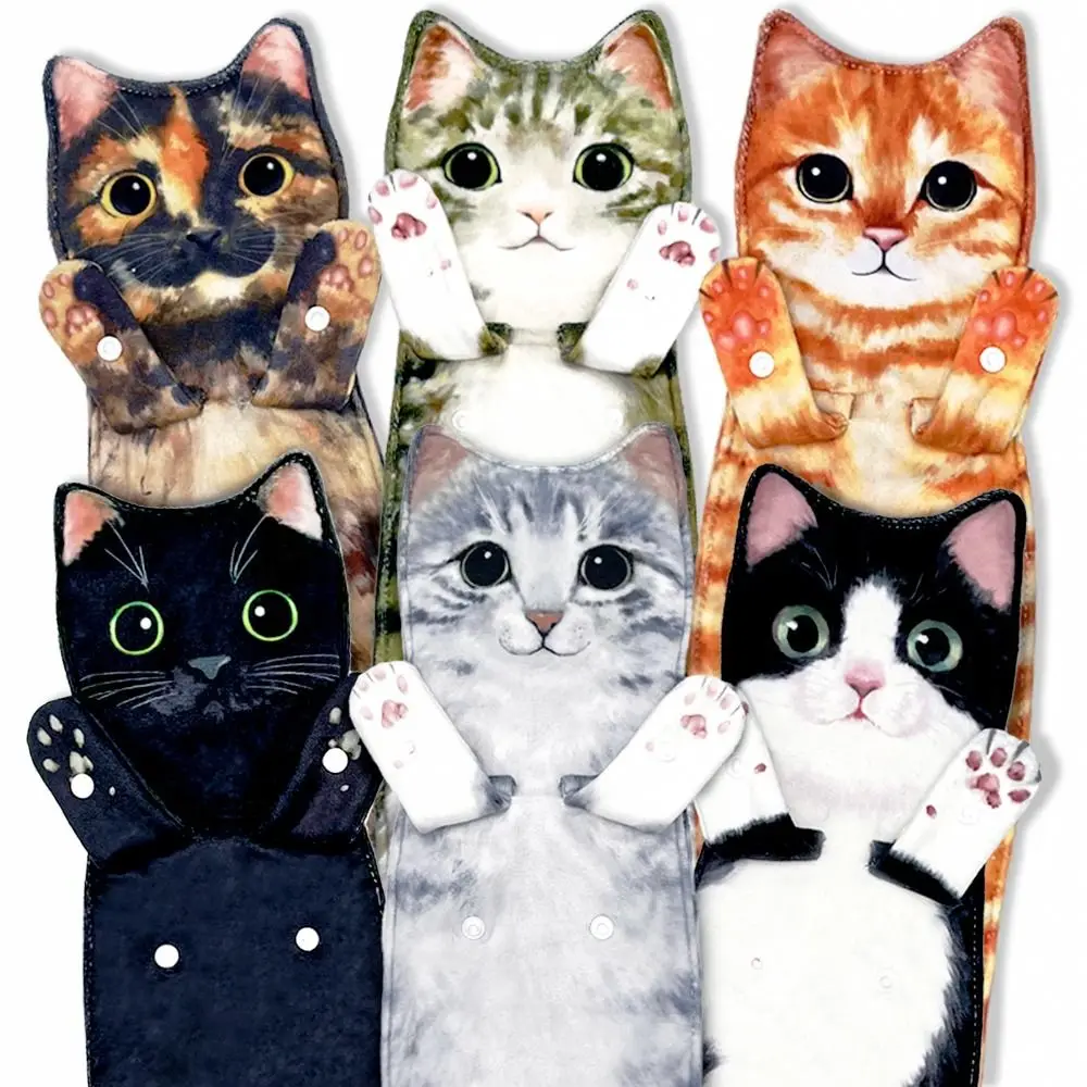 

1Pc Lifelike Cartoon Cat Shape Hand Towels Super Soft Quick Drying Bath Towel Body Face Cleaning Towel