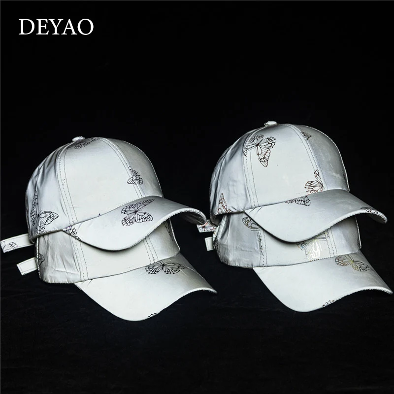 

Бейсболка Светоотражающая женская с принтом бабочки, модная кепка с украшением для вечевечерние в стиле хип-хоп, Повседневная