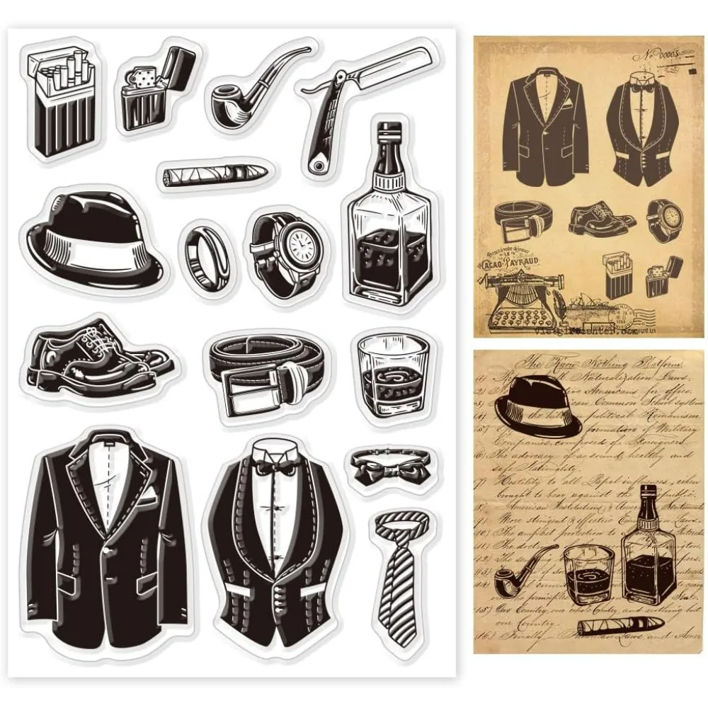 Винтажная мужская одежда прозрачные штампы для изготовления карточек костюм