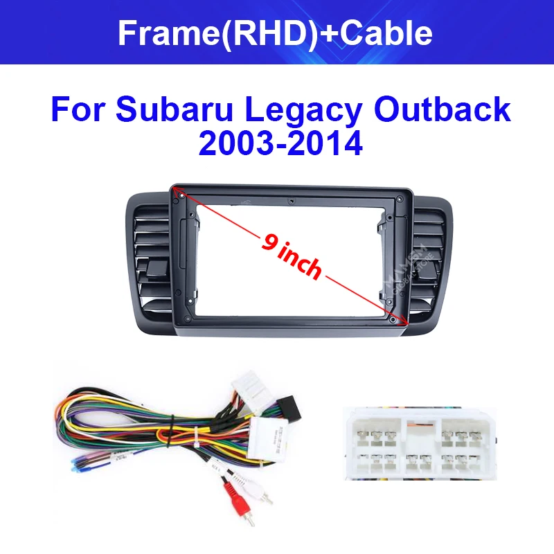 

Для Subaru Legacy Outback 2003-2014: 9-дюймовая 2-DIN автомагнитола Android с рамкой, панелью, кабелем, видеоприемником и адаптером для проигрывателя.
