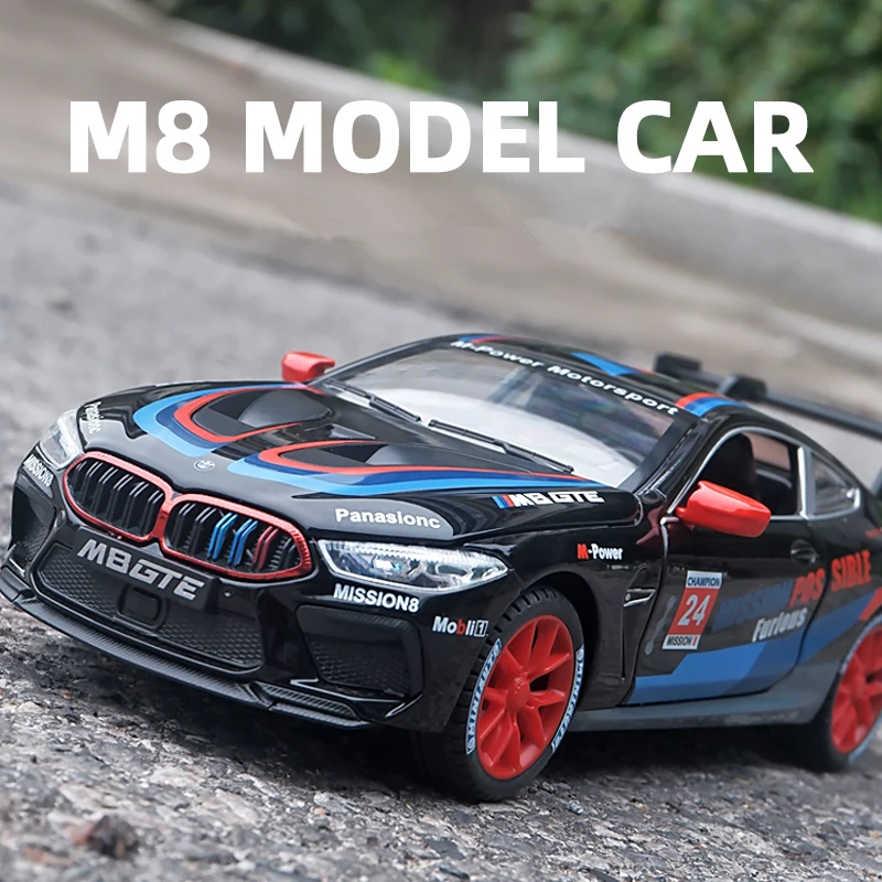 

1:24 M8 GTE Alloy Track Racing Car Model Diecasts Metal Toy Vehicles Sports Car Model Sound and Light Simulation Childrens Gifts