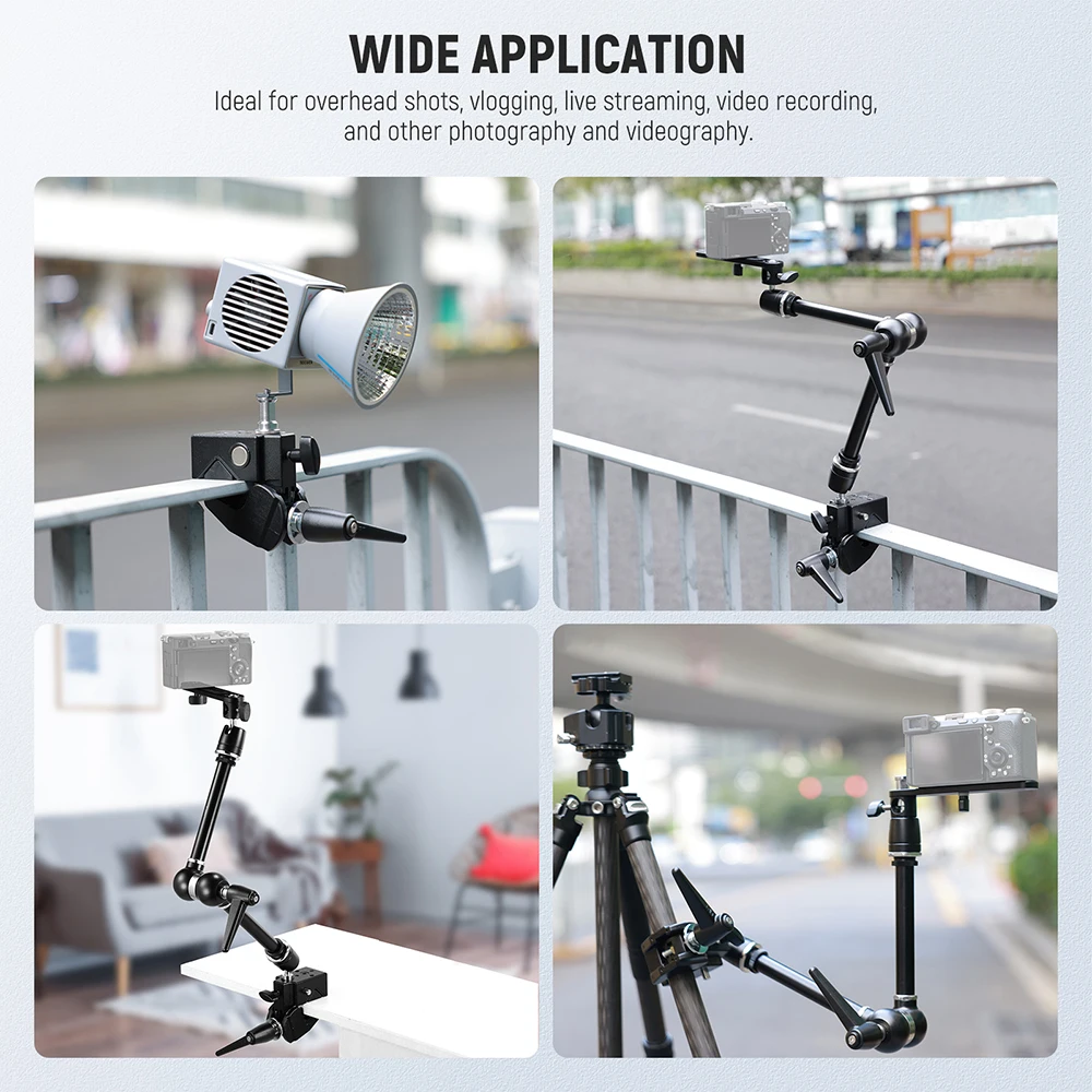 Фото NEEWER 21-дюймовое крепление для камеры Magic Arm с суперзажимом для PA073 PA074 Phone Cage Rig DSLR-камера Монитор Видеосвет №3
