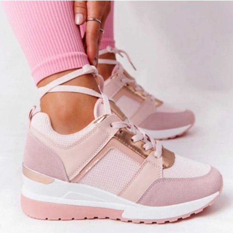 

Women Sneakers 2022 Leopard Print Lace-Up Women's Vulcanize Shoes Platform Sports Ladies Sneakers Breathable Plus Women Shoes