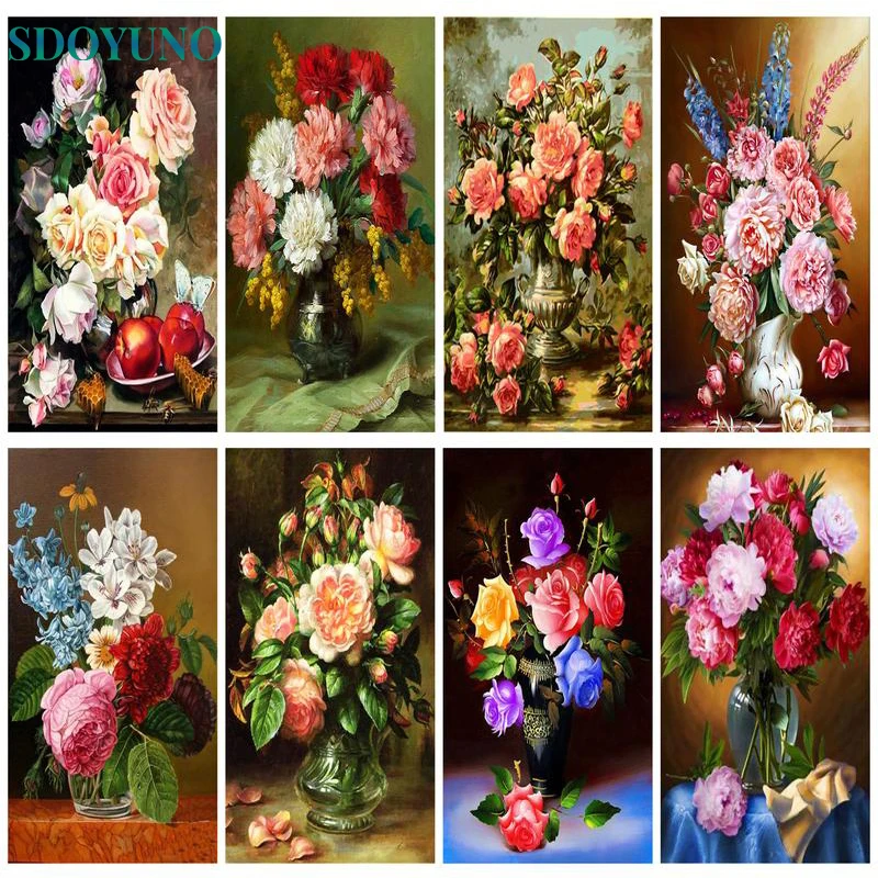 

SDOYUNO Oil Painting Wall Art Gift Home Furnishing Decoration DIY Flower Home Furnishing Decoration Originality Hand-Painted