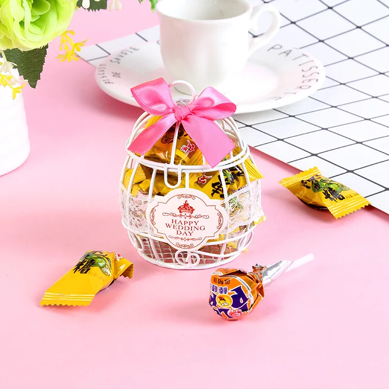 

Creative Iron Romantic white/pink bird cage Wedding Candy Box Wedding Favor and Gifts Wedding Decor 10pcs
