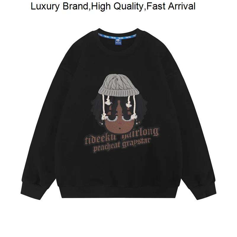 

Мужская модная одежда большого размера, свободные вязаные футболки для пар, свитшоты, Женский пуловер, одежда Y2K, толстовки с капюшоном и надписью «очень странные дела»