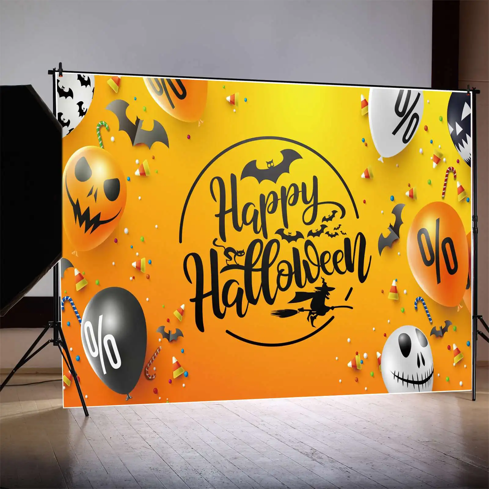 

Фон MOON.QG для Счастливого Хэллоуина, баннер, плакат, воздушный шар, реквизит, фон, Череп, тыква, лампа, фокус или лечение, фотобудка
