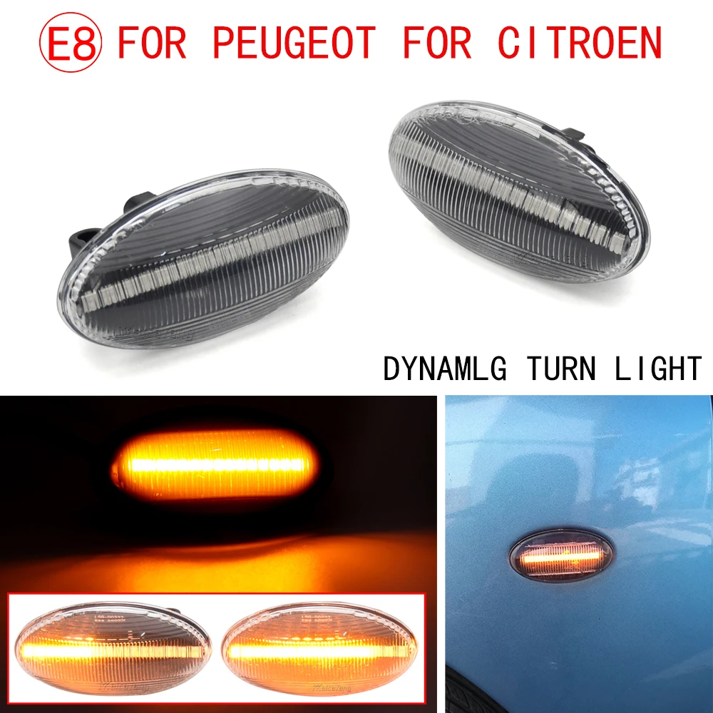 

2x LED Turn Signal Side Marker Light Repeater Lamp Blinker For Peugeot 107 206 307 407 Partner Expert Traveller 607 1007