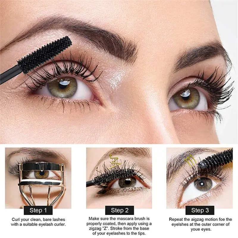 2pcs Mascara 4D Flash Diamond Waterproof Silk Fiber Thick Lengthening Mascara Eyelash Extension Cosmetics Eye Makeup Tool
